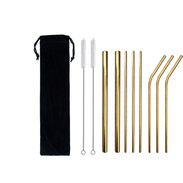 Food Grade Water Bottle Accessories 18/8 Stainless Steel Drinking Straw With Brush