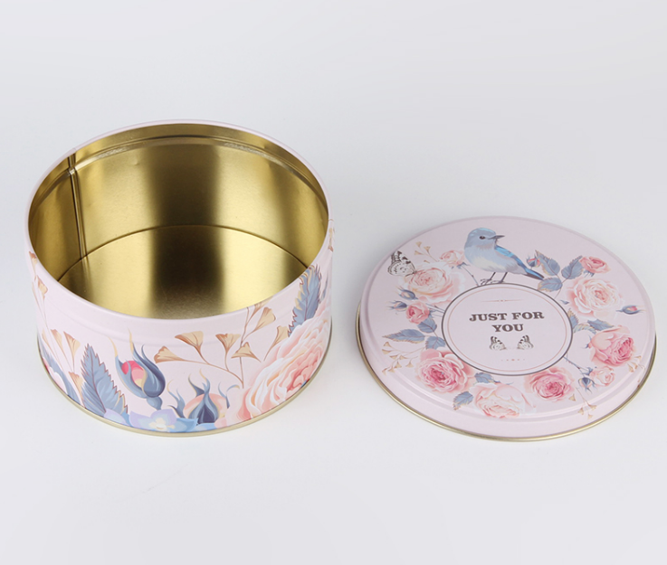 Custom Round Cannaburst Tin With Removable Lid Metal Tin Can Packaging