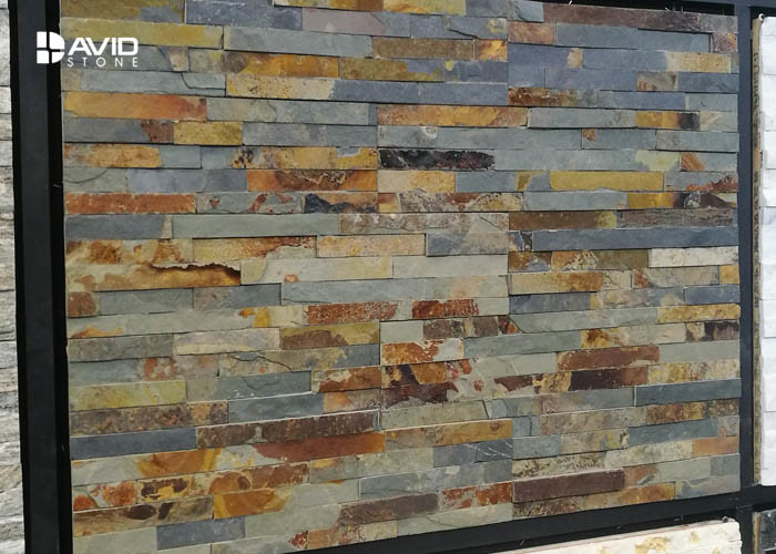Shinny Rusty Natural Slate Cultured Stone Durable Low Water Absorption