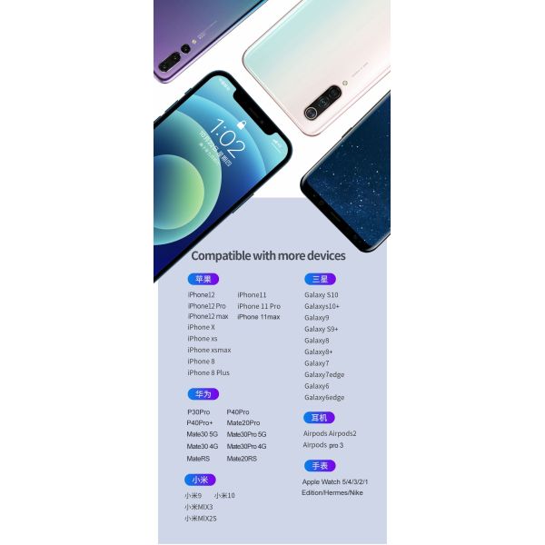 White 3 In 1 QI Wireless Charger Compatible with Compatibility Qi-enabled Devices