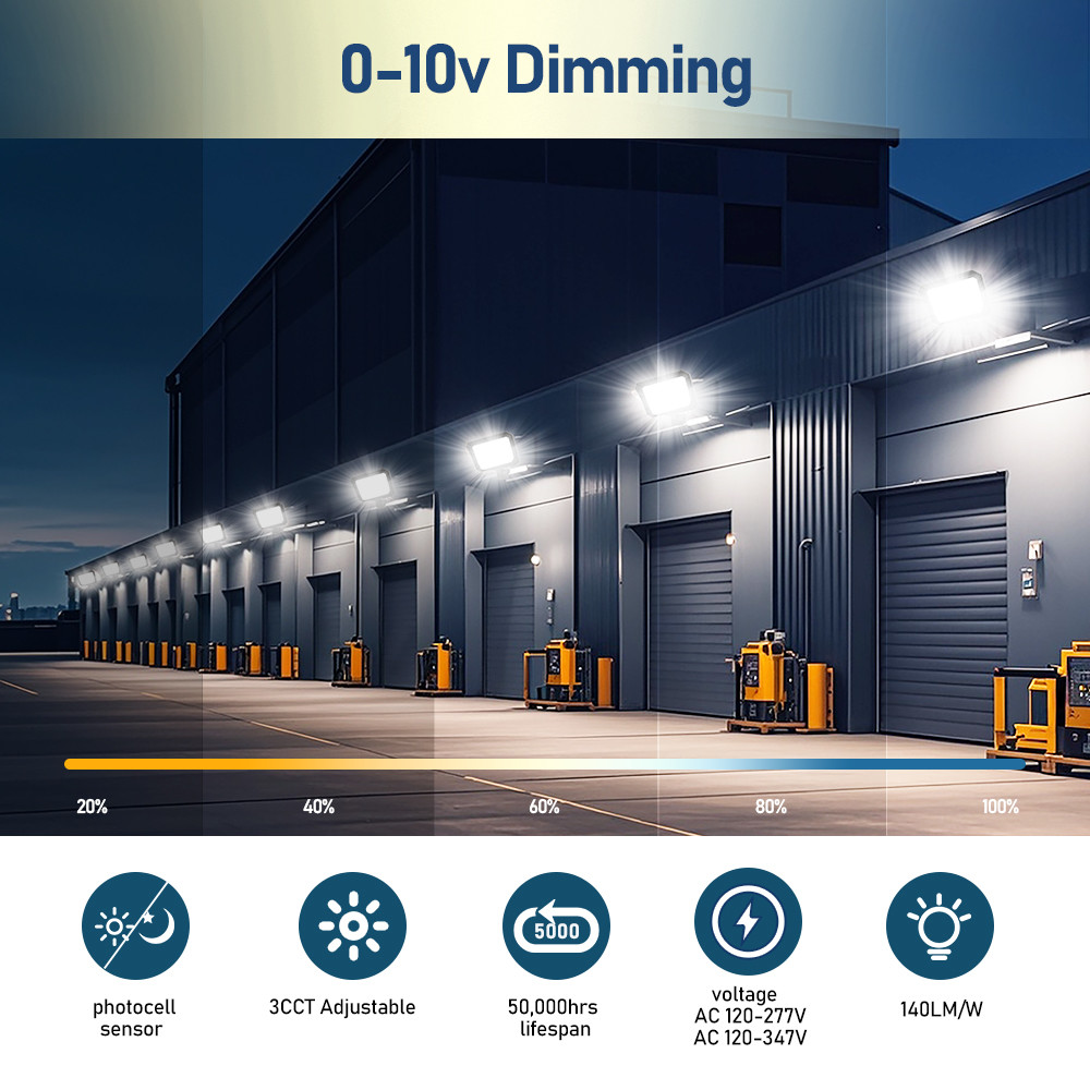 Outdoor LED Flood Light With Photocell High Lumen 140LM/W 100W 120W 150 Watt For Parking Lot Facade Lighting