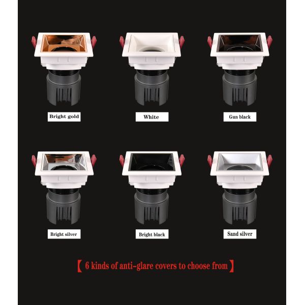 38deg Anti Glare Spotlights 100lm/ W Square LED Spotlight 15W 24deg 38deg