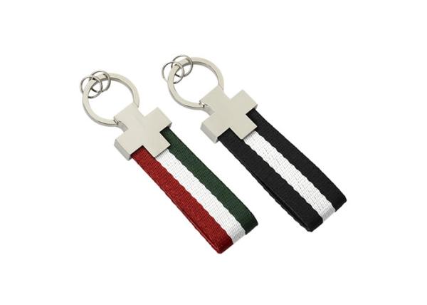 Quality Webbing Car Leather Key Holder Rectangle Keychain Iron Pantone Hang for sale