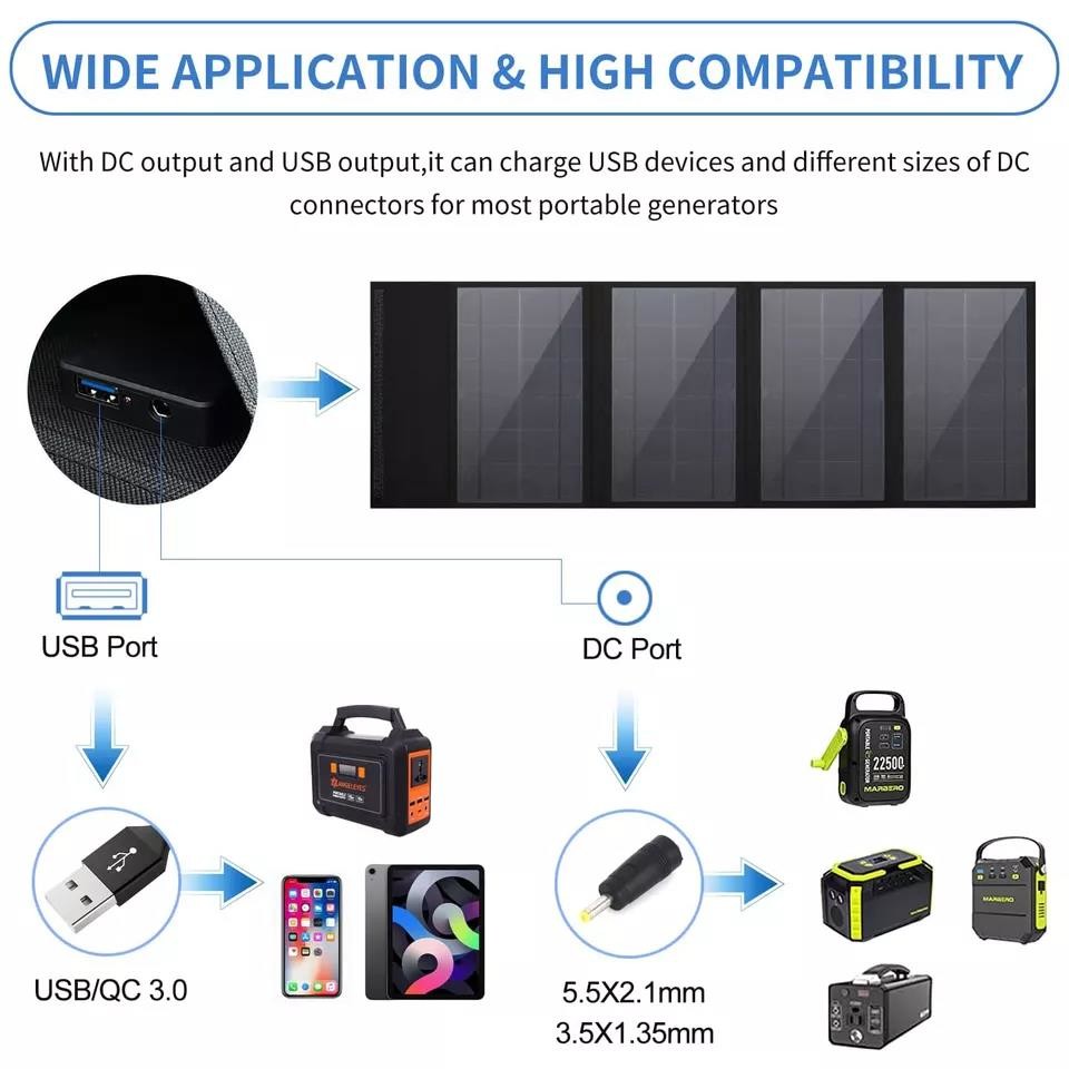 Overlapping Power Film Solar Foldable 60 Watt 23.6V Removable Fold Up Solar Panels