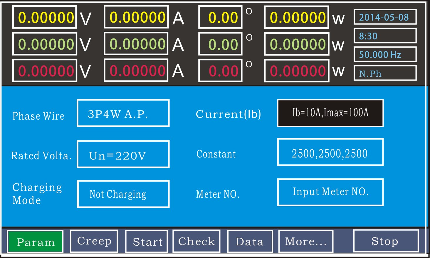 High Accuracy 0.05 Class Meter Test Bench 120A Three Phase