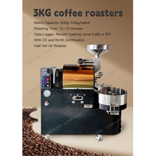 3Kg Commercial Coffee Roaster Machine Coffee Bean Automatic Roaster For Coffee Shop
