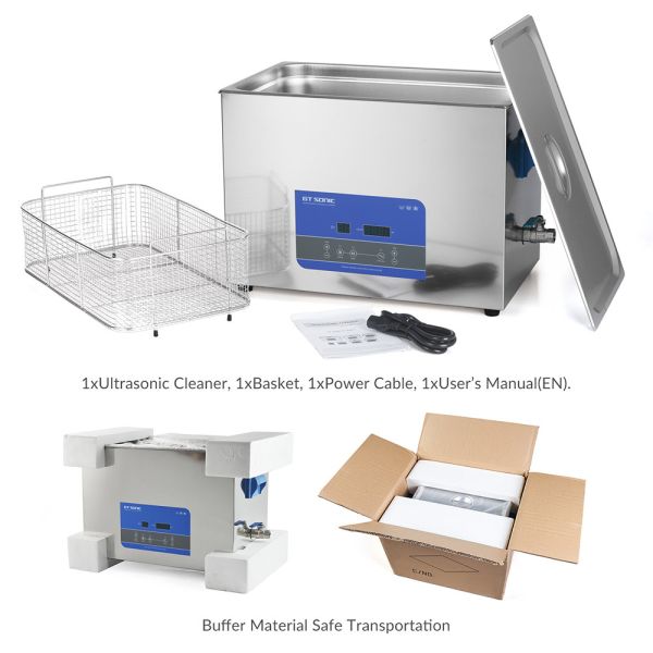 27L Tank Heated Ultrasonic Cleaner 500W LED Display Adjustable Timer