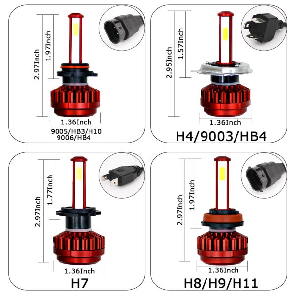 High Power Car LED Headlight Bulbs H11 Socket Size Quick Delivery Time