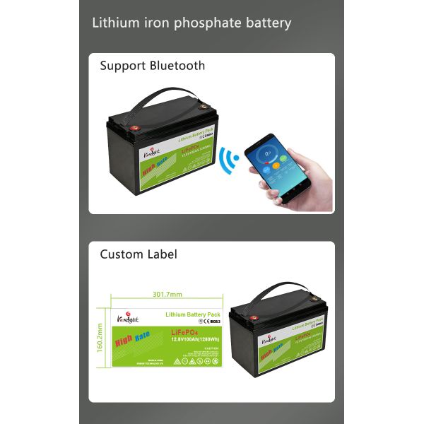 Deep Cycle 12V LiFePO4 Battery Golf Cart 12.8V 100ah Lithium Battery Pack
