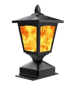 China 15lm Solar Post Flame Light Outdoor Solar Fence Post Lights Wih Flickering Flame wholesale