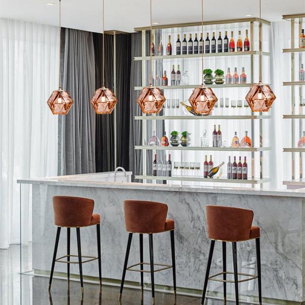 Quality Bar Electroplating Dining Room Table Light E14 Diamond Crystal Pendant Light for sale