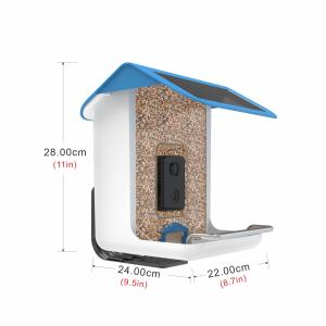 Smart Bird Feeder with Camera, App Notification, AI Recognition and Automatic Bird Sensing, Outdoor Wild Bird Feeder