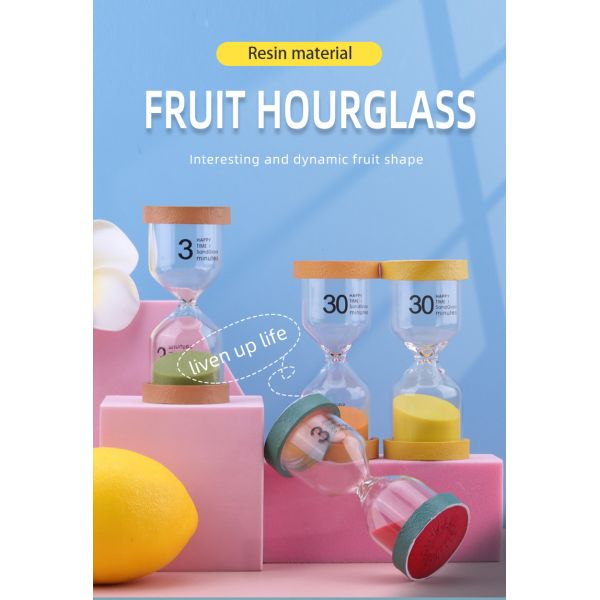 Home Decor Resin Yoga Hourglass Shaped Fruit Mini Hourglass Timer