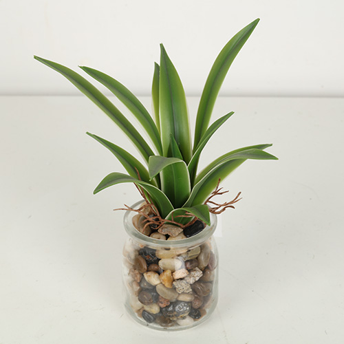 Mini Artificial Agave Bonsai With Glass Pot