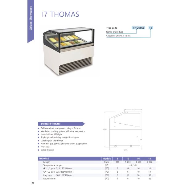 Low Profile Deli Display Fridge Ice Cream Display Case Fan Cooling R404a Refrigerant