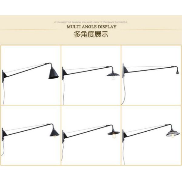 Retro Long swing arm wall lamp for living room Bathroom Vanity Replica Designer black wall lamp(WH-OR-237)