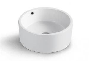 China Round White Ceramic Above Counter Bathroom Vessel Sink wholesale