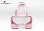 Fashion Pink Color Lady Hand Clear Cosmetic Bag 13cm Height Soft PVC Window