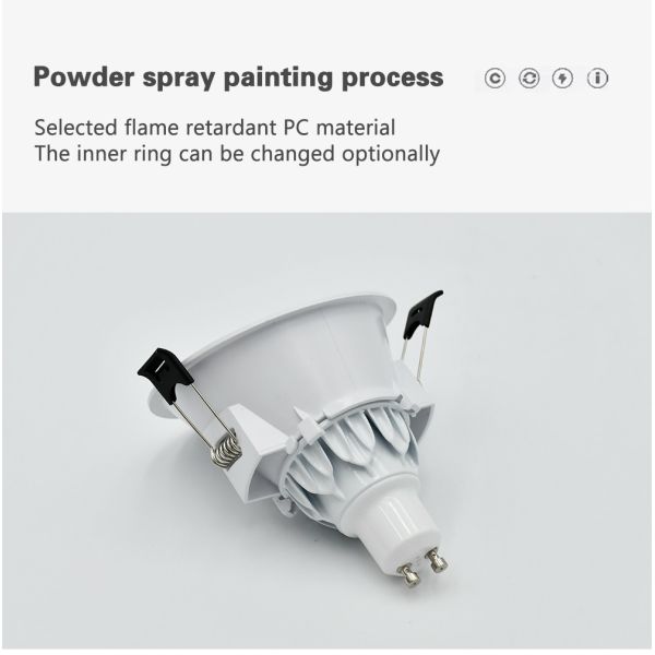 Black / White Mr16 Recessed Lighting Housing PC Material Shell For Diagonal Spotlight