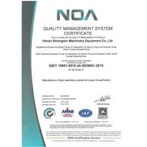 Henan Strongwin Machinery Equipment Co., Ltd. Certifications