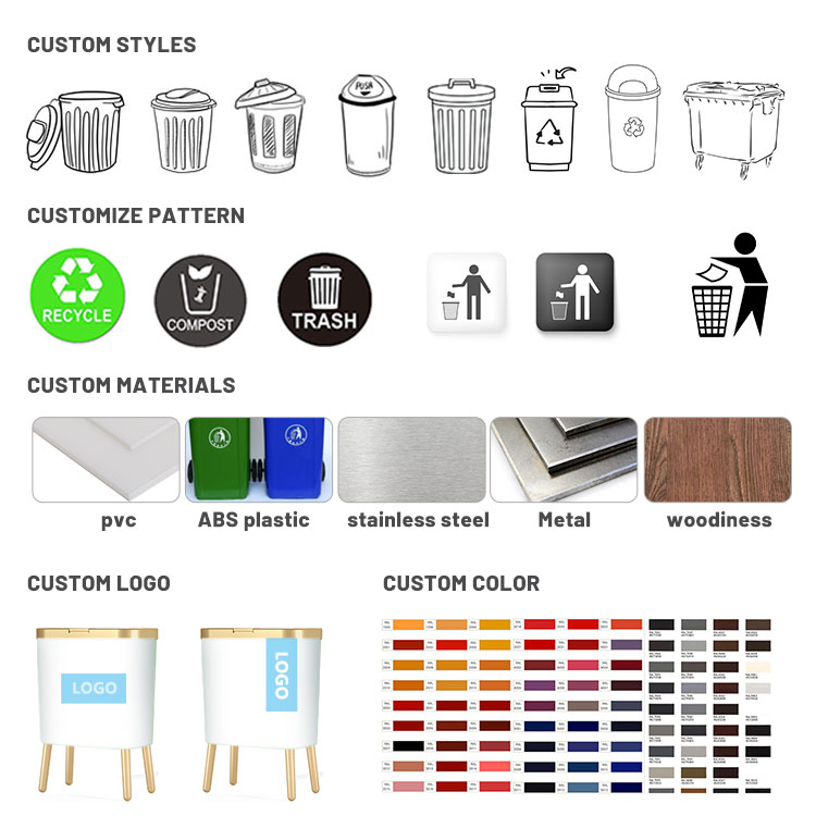 Durable Narrow Stitched Portable Metal Foot Pedal Garbage Bins Round Kitchen Trash Dustbins