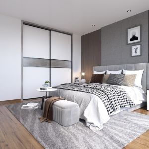 China Matt Grey Modern Built In Sliding Wardrobes180cm E1 Standard Chipboard wholesale