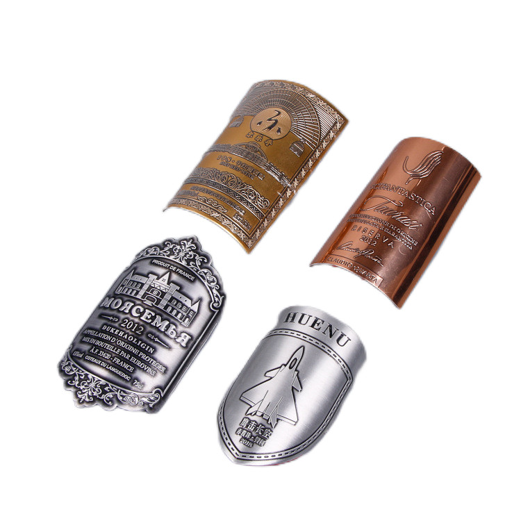 Custom Embossed Sticker Metal Aluminum Label Plate for Wine Perfume Bottles Packaging Labels