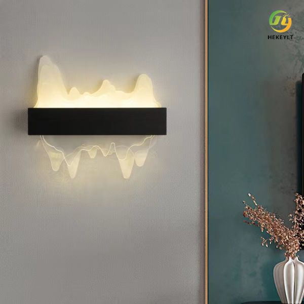 New Chinese Modern Style Living Room black Iron + Acrylic LED Wall Lamp