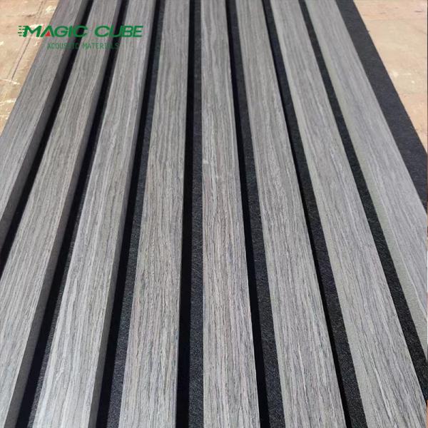 Quality 26kg/pcs Sound Absorption Acoustic Panel for 3D Polyester Fiber MDF Black Wooden Ceiling for sale
