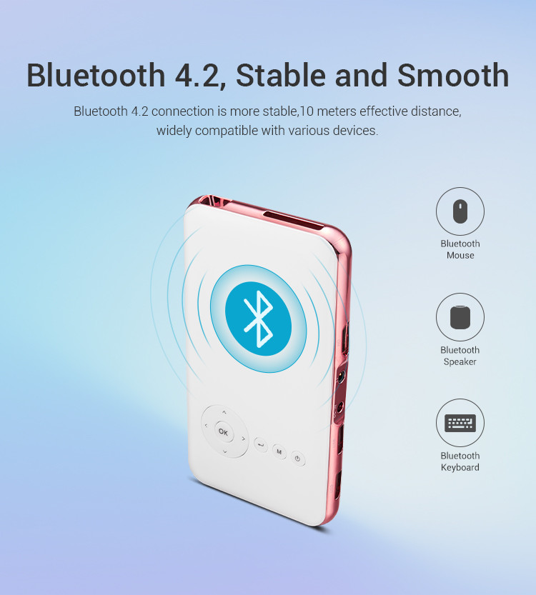 Mini LED DLP Pocket Android Led Pico Projector 5000MAH Rechargeable Battery