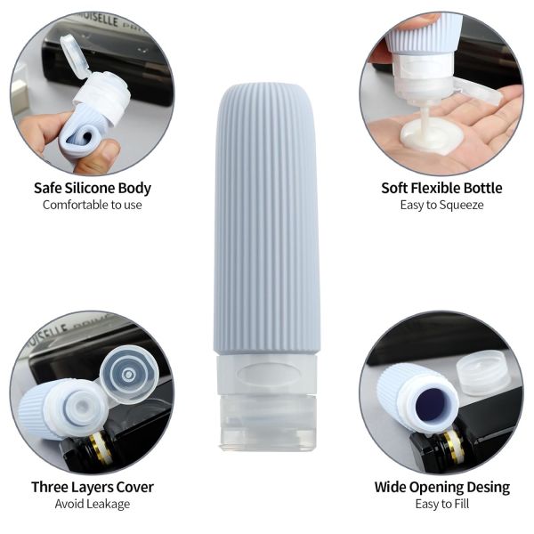 Apricot Refill Toiletries Silicone Travel Bottle Set Leak Proof 16 Pack