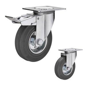 China 200x50mm 440lbs Loading Rubber Casters With Threaded Stem wholesale