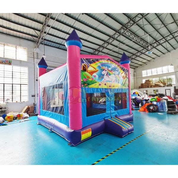 Double Stitching Inflatable Bounce Houses Unicorn Bouncy Castle