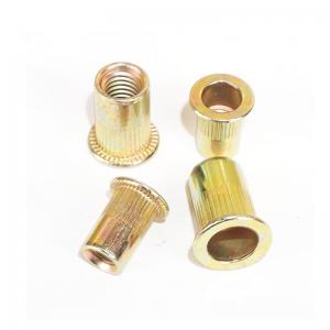 China Carbon Steel Threaded Rivet Nuts Zinc Plated M6 Knurled Body With Flat Head wholesale