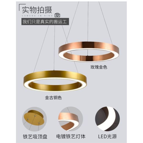 36 Watt Silver Integrated Domestic LED Lighting Circular Chandelier 24 In Dia.30/50/60/80/100cm