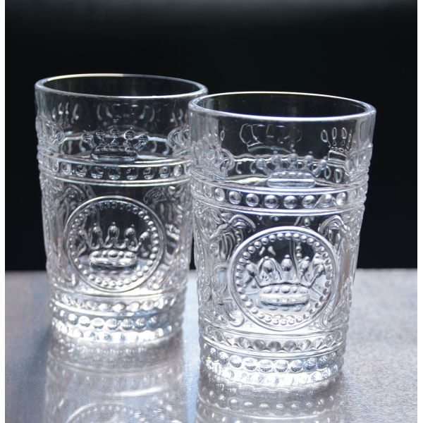 8Oz Crown Design Embossed Tumbler Drinking Glasses
