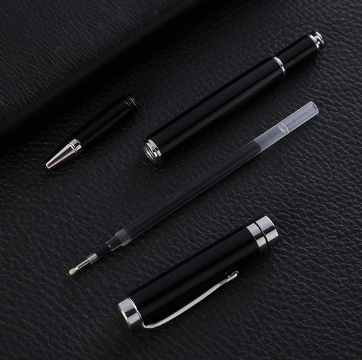 Custom Logo Printing Black White Slim Metal Ball Point Pen for Customized Color Gift