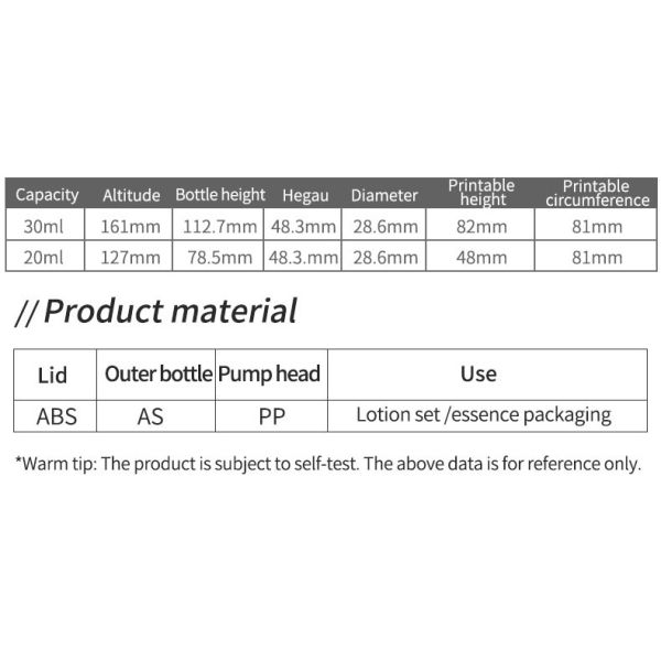 20ml 30ml High End AS Transparent Airless Pump Bottle