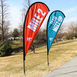 Outdoor Knitted Polyester Flag Advertising Signs Heat Sublimation Printing