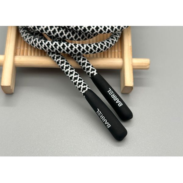 Round Customized 5mm Drawstring Cord With Silicone End And Printed Logo