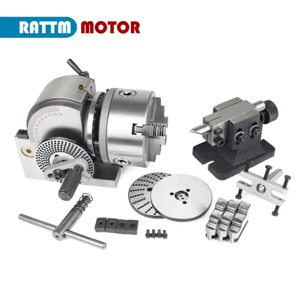 BS0 CNC Rotary Axis Tailstock Adjustable Headstock 125mm 3 Jaw Chuck