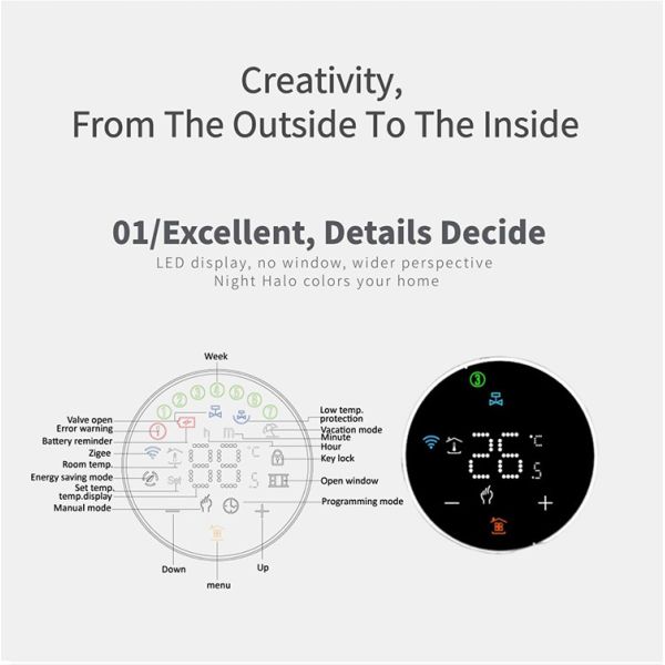 Digital Display PC WIFI tuya zigbee 3.0 smart radiator actuator TRV IP 20 European American
