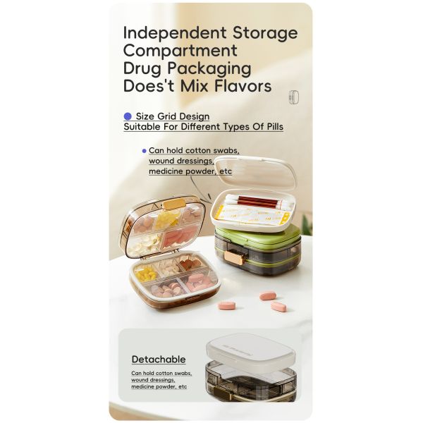 Travel Pill Organizer Box with Large Compartments Portable Pill Case Weekly Medicine Container for Vitamins Fish Oils Supplements