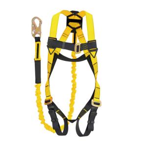 China 45mm Yellow Black Body Harness Safety ANSI Full Body Harness With Lanyard on sale