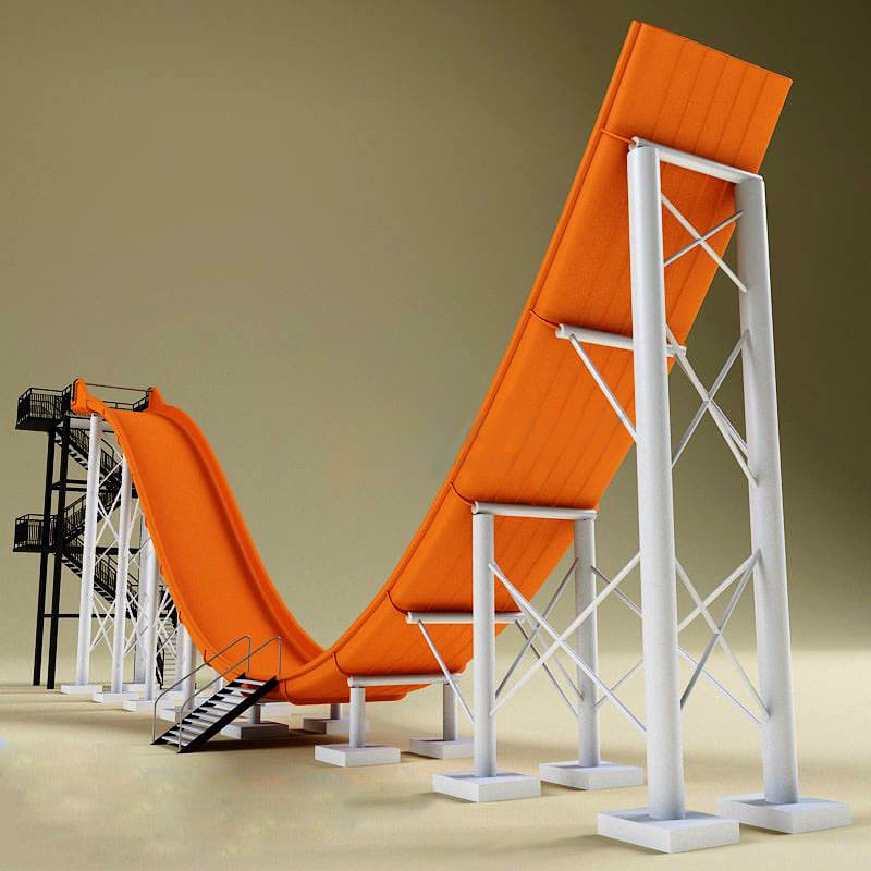 Outdoor Water Sports Games Rides Kids Fiberglass Slide Customized Color