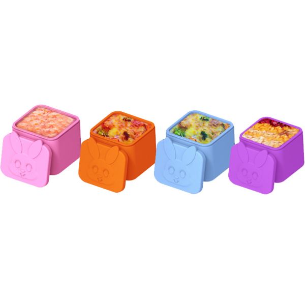 Dips Containers For Kids Prints, Leakproof Lunch Box Divider Sealing & Lids Silicone Meal Holder BPA-Free Salad Dressing