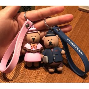 Buy cheap Hot Sale 3d Brown Bear Doll Soft PVC Keychain Key Holder With Silicone Wristband from wholesalers