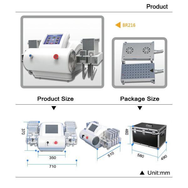 Four Wavelength Diode Zero Laser Lipo Laser Therapy Machines 12 Pads Slimming Beauty Machine