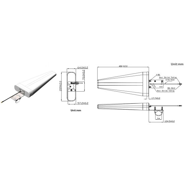 High Gain 11dBi Signal Broadband 698-2700 MHz Log Periodic Antenna for 4G 5G network