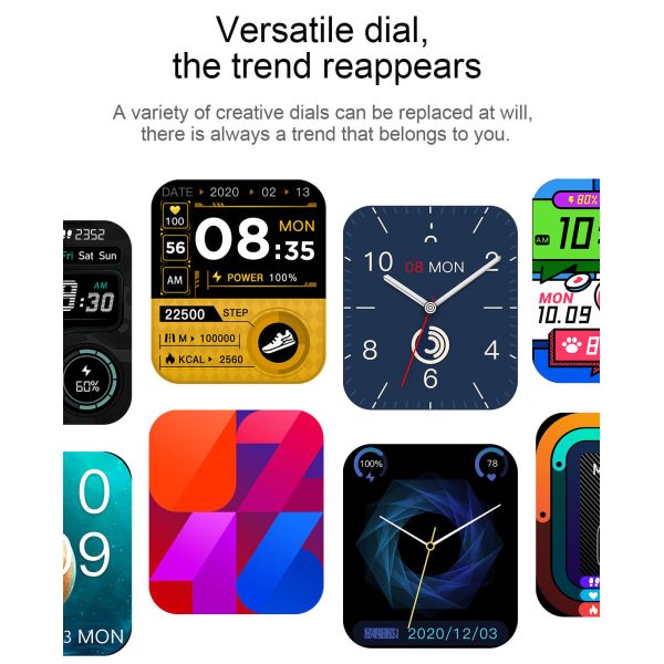 Vibration Remind Smart Sport Watch Full Touch Body Temperature Monitor IPX7 Waterproof